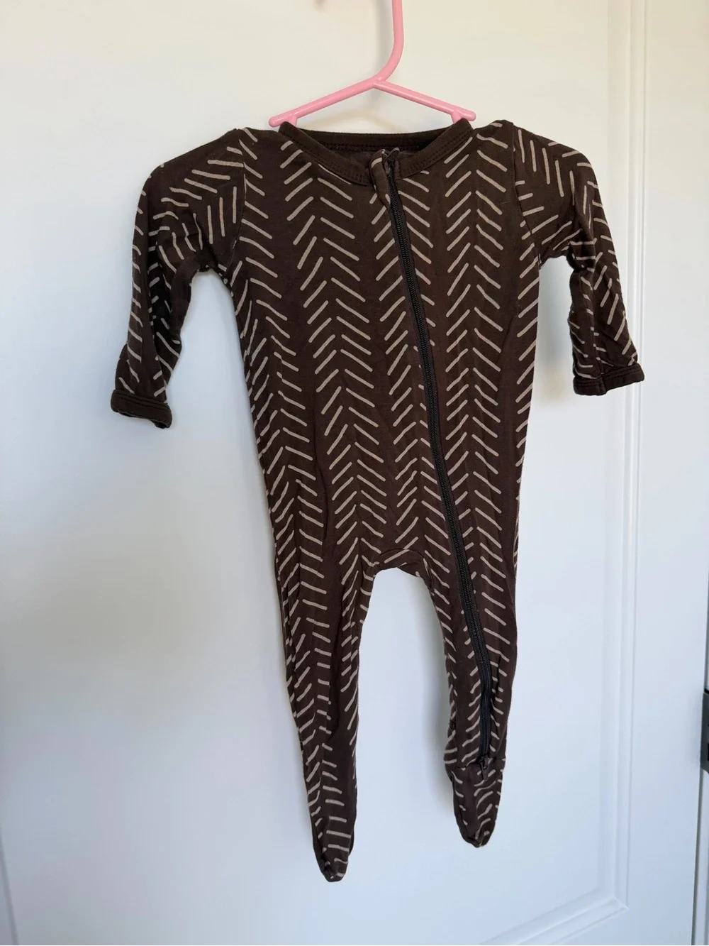 Kyte BABY Brown Herringbone Footed One-Piece